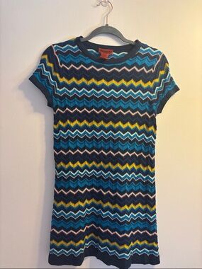 Missoni for Target Zigzag Knit Mini Dress - Teal, Navy, Yellow & Pink Vintage